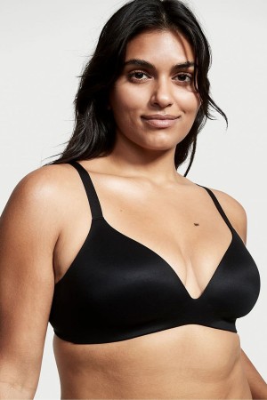 Victoria's Secret Bare Smooth Lightly Podsite Plunge Non Wired Bra Čierne | TAJHV-4829