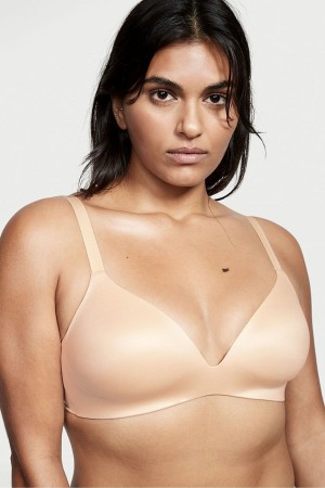 Victoria's Secret Bare Smooth Lightly Podsite Plunge Non Wired Bra Champagne Nude | CKWGQ-5804