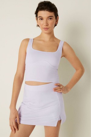 Victoria's Secret Bavlnene Contour Crop Top Tank Top Ruzove | YCHOD-3046