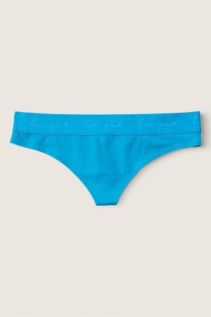 Victoria's Secret Bavlnene Logo Tanga Knickers Modre | LHPOJ-8173