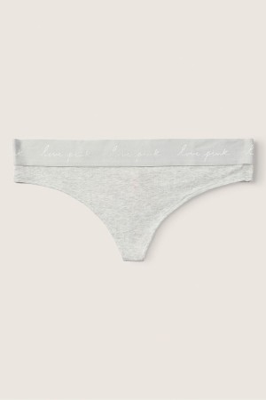 Victoria's Secret Bavlnene Logo Tanga Knickers Siva | XGBWE-1620