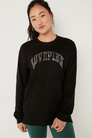 Victoria's Secret Bavlnene Long Sleeve Campus T-Shirt Ruzove | USCXV-4726