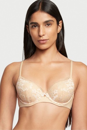 Victoria's Secret Body by Victoria Front Zapinanie Cipkovane Trim Lightly Podsite Demi Bra Champagne Xdye Nude | USRDM-9864