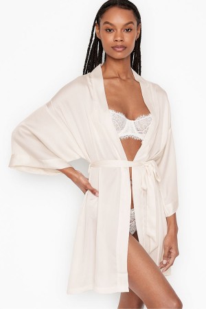 Victoria's Secret Bridal Satin Bride Embellished Robe Biele | NLXWY-1347