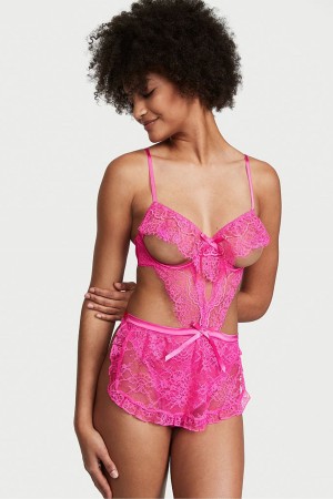 Victoria's Secret Cipkovane Cut Out Apron Bodysuit Červené | YFDXW-8203