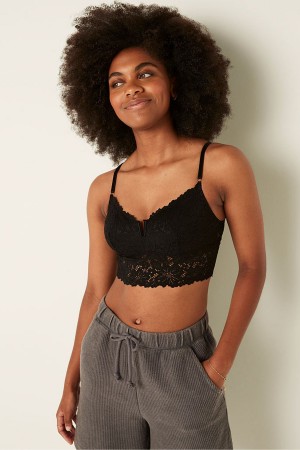 Victoria's Secret Cipkovane Longline Bralette Biele | VKFAW-8061