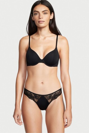 Victoria's Secret Cipkovane Tanga Knickers Čierne | RBNTF-2871