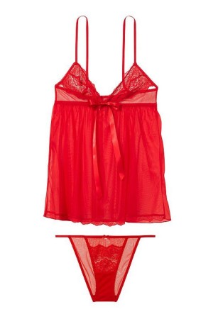 Victoria's Secret Cipkovane Unlined Non Wired Babydoll Červené | WNXMV-0539