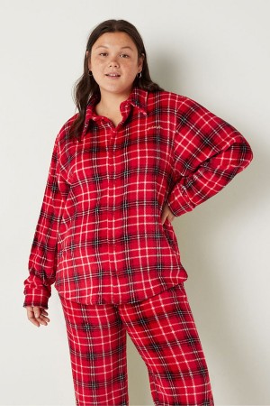 Victoria's Secret Cosy Long Sleeve Pyjama Top Červené | ZLDXR-9724