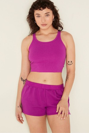 Victoria's Secret Crop Rebrovaný Tank Top Modre | FYWCV-4071