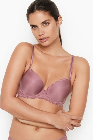 Victoria's Secret Dream Angels Smooth Cipkovane Wing Lightly Podsite Demi Bra Čierne | ASTJB-5267