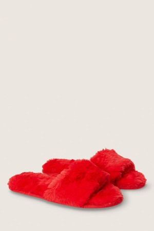 Victoria's Secret Faux Fur Slippers Červené | FQIOG-0148