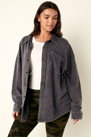 Victoria's Secret Fleece Shirt Jacket Modre Modre Svetlomodrá | LYHJZ-1576