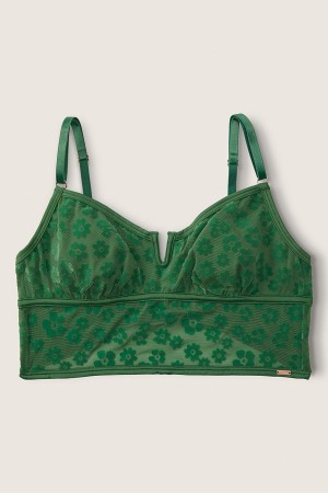 Victoria's Secret Flocked Mesh Bralette Zelene | HOQSF-6201