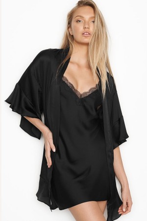 Victoria's Secret Flounce Satin Robe Ruzove Pruhované | IEUZF-5018