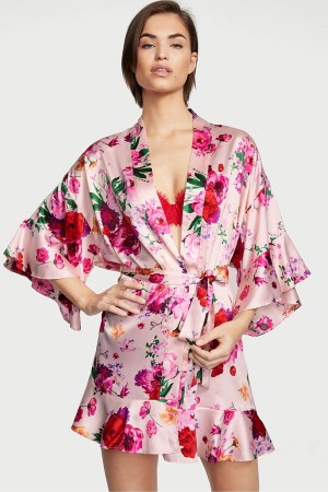 Victoria's Secret Flounce Satin Robe Ruzove Pruhované | FMNTC-4572