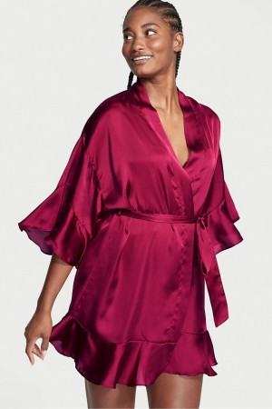 Victoria's Secret Flounce Satin Robe Červené | KZVFB-0654