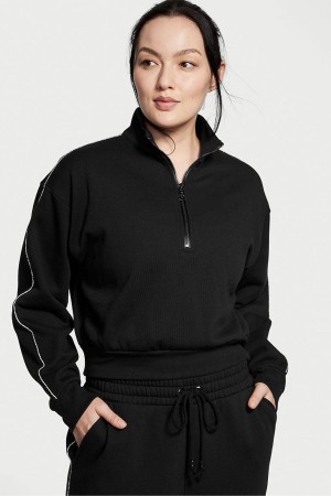 Victoria's Secret Half Zip High Neck Lounge Sweatshirt Čierne | QDLCJ-2894