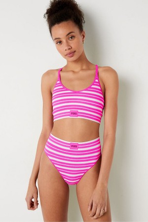 Victoria's Secret High Pásom Rib Seamless Bikiny Bottoms Ruzove | LOPVS-4073