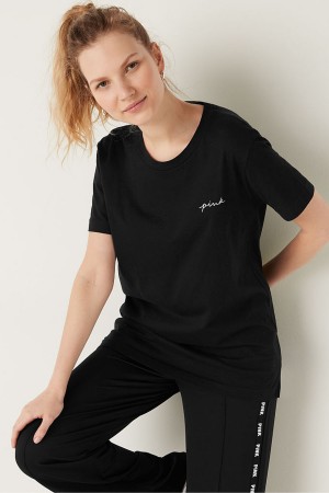 Victoria's Secret Kratke Sleeve T-Shirt Čierne | JQKWA-0843