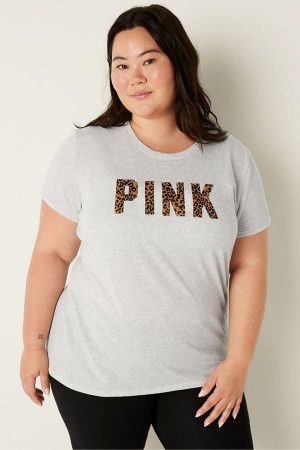 Victoria's Secret Logo Kratke Sleeve T-Shirt Ruzove | VTCLM-1568