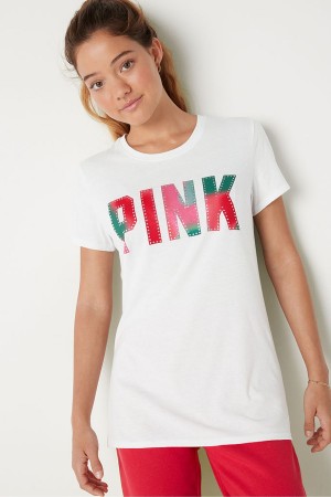 Victoria's Secret Logo Kratke Sleeve T-Shirt Ruzove | JQRPU-5901