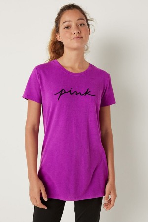 Victoria's Secret Logo Kratke Sleeve T-Shirt Ruzove | QUKAO-2951