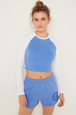 Victoria's Secret Long Sleeve Crop T-Shirt Modre | NVCGL-5908