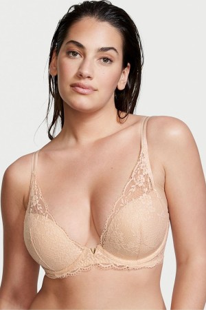 Victoria's Secret Love Cloud Cipkovane Half Pad Plunge Bra Champagne Nude | OWVQJ-4739