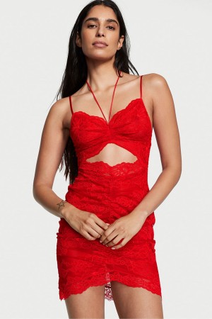 Victoria's Secret Luxe Lingerie Ruched Cipkovane Cutout Saty Čierne | AMRFI-1378