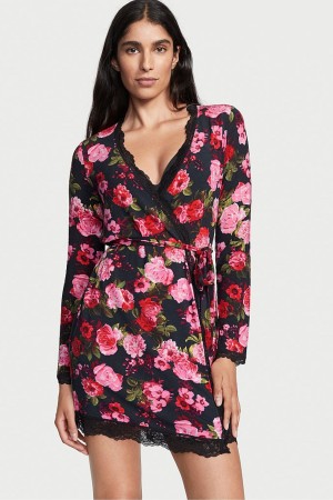 Victoria's Secret Modal Kratke Long Sleeve Robe Čierne | WBKJQ-8432