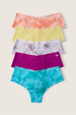 Victoria's Secret No-Show No Show Cheeky Knickers 5 Pack Blue/Purple/Yellow/Orange Tie Dye | KNBVP-2381