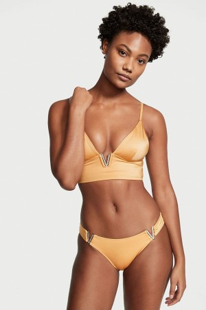 Victoria's Secret Plunge Triangle Bikiny Top Čierne | LCGBU-4137