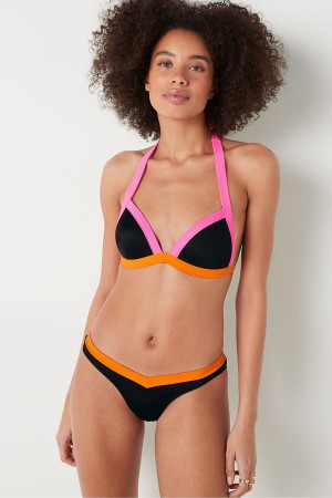 Victoria's Secret Push Up Triangle Halterneck Bikiny Top Tmavo Siva | LJKOG-2017