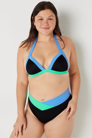 Victoria's Secret Push Up Triangle Halterneck Bikiny Top Modre | JSROW-6579