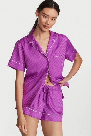 Victoria's Secret Satin Kratke Pyjamas Nachový | HMTYJ-5436