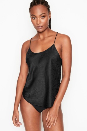 Victoria's Secret Satin Racerback Cami Pyjama Top Čierne | UVWNC-0496