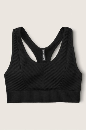 Victoria's Secret Seamless Seamless Lightly Podsite Low Impact Racerback Sports Bra Čierne | VCZMS-6018