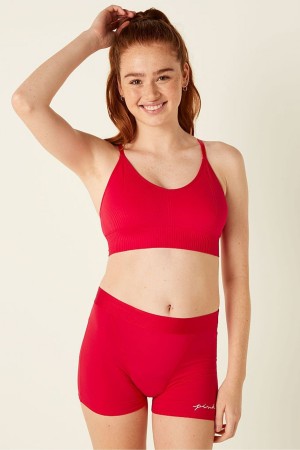 Victoria's Secret Seamless Seamless Lightly Podsite Low Impact Sports Bra Červené | ISRTD-1907