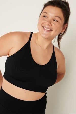 Victoria's Secret Seamless Seamless Lightly Podsite Low Impact Sports Bra Čierne | NRXMC-2798