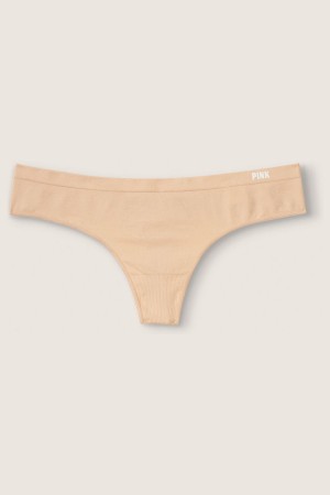 Victoria's Secret Seamless Tanga Knickers Buff Nude | GIEFR-8249