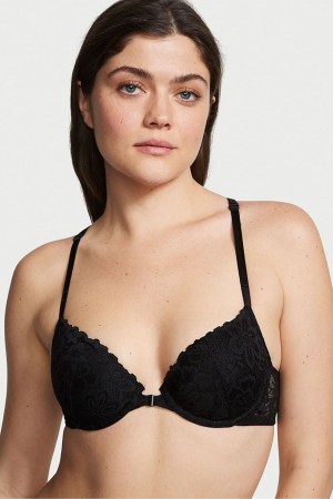 Victoria's Secret Sexy Tee Cipkovane Front Zapinanie Push Up T-Shirt Bra Čierne | OSCHZ-1854