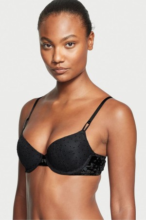 Victoria's Secret Sexy Tee Cipkovane Lightly Podsite T-Shirt Bra Čierne | XCDGA-4695