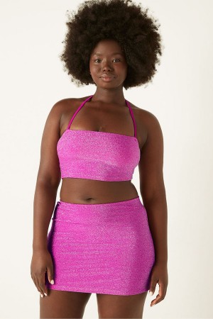 Victoria's Secret Shimmer Bandeau Bikiny Top Dahlia Magenta | AQKLT-6052