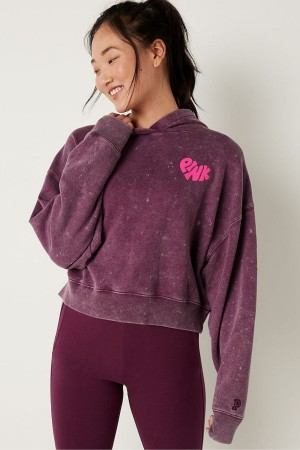 Victoria's Secret Shine Crop Long Sleeve Hoodie Bordove Červené | OHGVE-2973