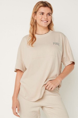 Victoria's Secret Shine Oversized Kratke Sleeve T-Shirt Tmavo Siva | FVRIE-3057