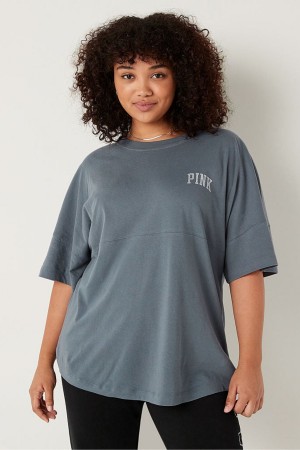 Victoria's Secret Shine Oversized Kratke Sleeve T-Shirt Tmavo Siva | GVOJE-2806