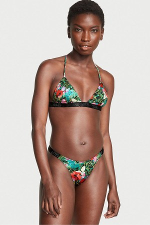 Victoria's Secret Shine Remienkove Swim Bikiny Bottom Čierne | ZNRUF-6871