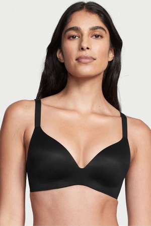 Victoria's Secret Smooth Lightly Podsite Non Wired Push Up Bra Čierne | QYBCE-6921