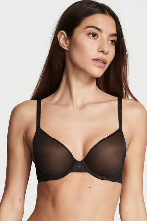 Victoria's Secret Smooth Push Up Bra Čierne | YDEFK-1349